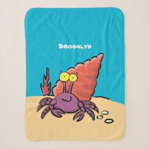Funny cute purple cartoon hermit crab  sherpa blanket