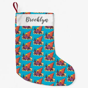 Funny cute purple cartoon hermit crab small christmas stocking
