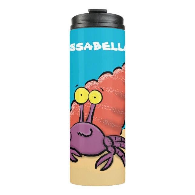 Funny cute purple cartoon hermit crab thermal tumbler (Front)