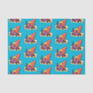 Funny cute purple cartoon hermit crab tissue paper