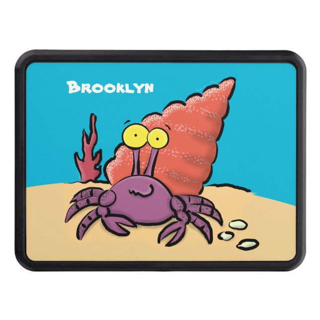 Funny cute purple cartoon hermit crab trailer hitch cover (Front)