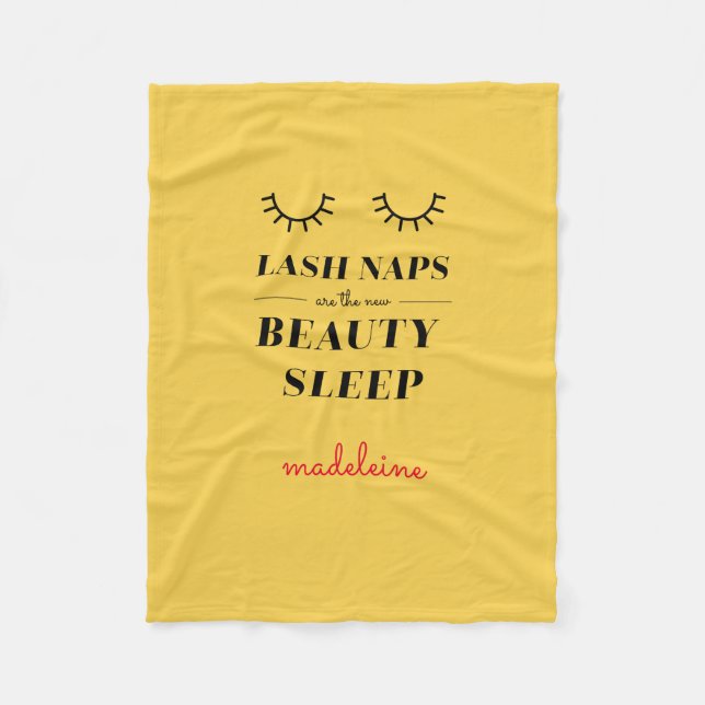 Funny Cute Quote Lash Nap Blanket Mustard Yellow (Front)