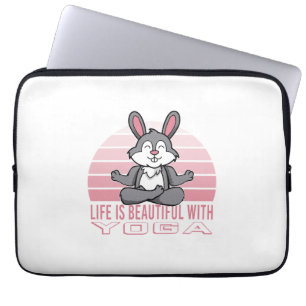 Funny cute rabbit doing yoga. funny yoga poses laptop sleeve