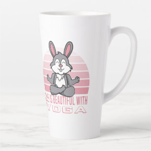 Funny cute rabbit doing yoga. funny yoga poses latte mug