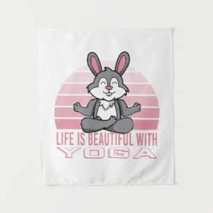 Funny cute rabbit doing yoga. funny yoga poses tapestry
