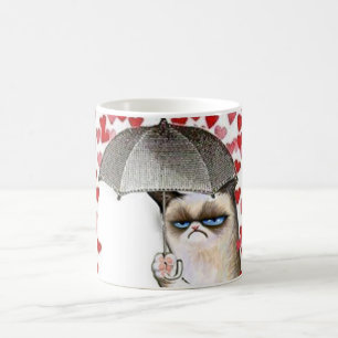 Funny Cute Raining Hearts Love Cat Feline Adorable Coffee Mug