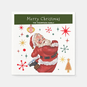 Funny Cute Red and Green Monogram Christmas Santa Napkin