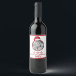 Funny Cute Red Christmas Santa Custom Photo Wine Label<br><div class="desc">Painted whimsical Santa hat with fluffy white trim and red velvet. Merry Christmas greeting to everyone with this fun,  cute,  whimsy design. A painted effect for the fluffy white fur as well as the deep reds for Santa's velvety hat. Make your Christmas merry and bright with this fun design.</div>