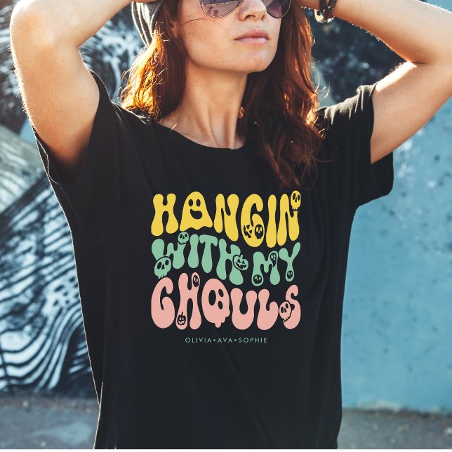 Funny Cute Retro Halloween Ghouls Custom Name T-Shirt (Creator Uploaded)