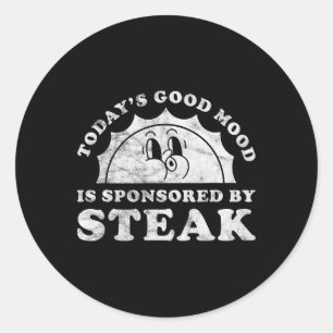 Funny Cute Retro Vintage Steak Or Meat Bbq Barbecu Classic Round Sticker