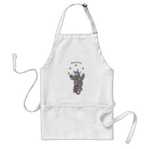 Funny cute rhino juggling on unicycle standard apron