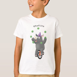 Funny cute rhino juggling on unicycle T-Shirt