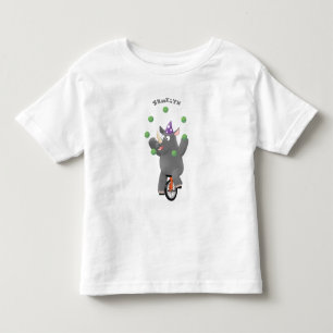 Funny cute rhino juggling on unicycle toddler t-shirt