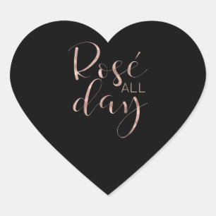 Funny Cute Rose All Day Wine Lover Gift Heart Sticker
