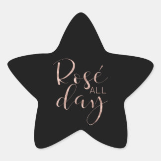 Funny Cute Rose All Day Wine Lover Gift Star Sticker