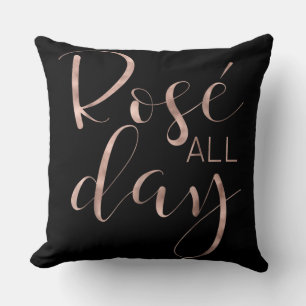 Funny Cute Rose All Day Wine Lover Gift Throw Pillow