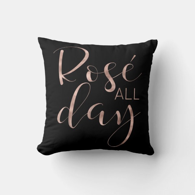 Funny Cute Rose All Day Wine Lover Gift Throw Pillow (Front)
