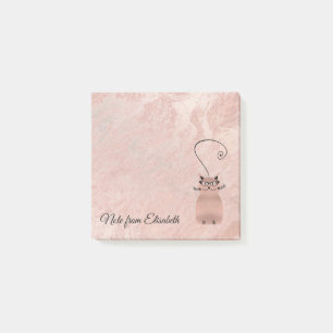 Funny cute Rose gold marble whimsical cat Post-it Notes