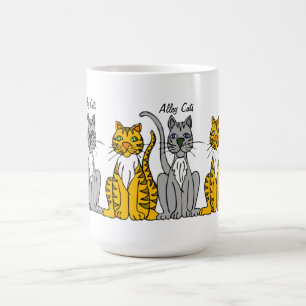Funny Cute Row of Cartoon Alley Cats Coffee Mug