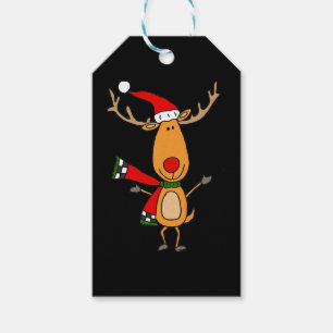 Funny Cute Rudolph Red-Nosed Reindeer Gift Tags