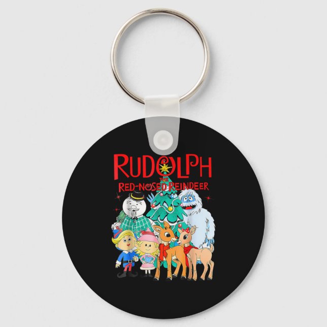 Funny Cute Rudolph The Red Nosed Reindeer Christma Keychain (Front)