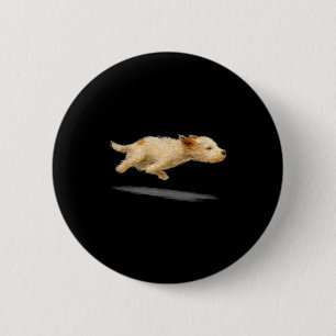 Funny cute running dog art dog painting style 2 inch round button