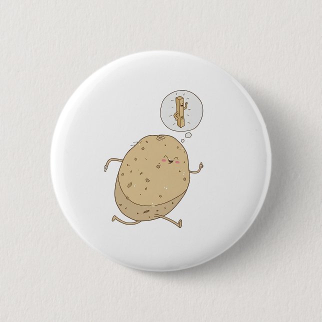 Funny Cute Running Potato by somoh 2 Inch Round Button (Front)