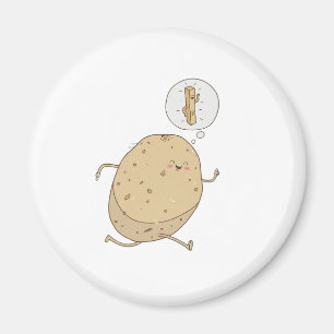 Funny Cute Running Potato by somoh Magnet