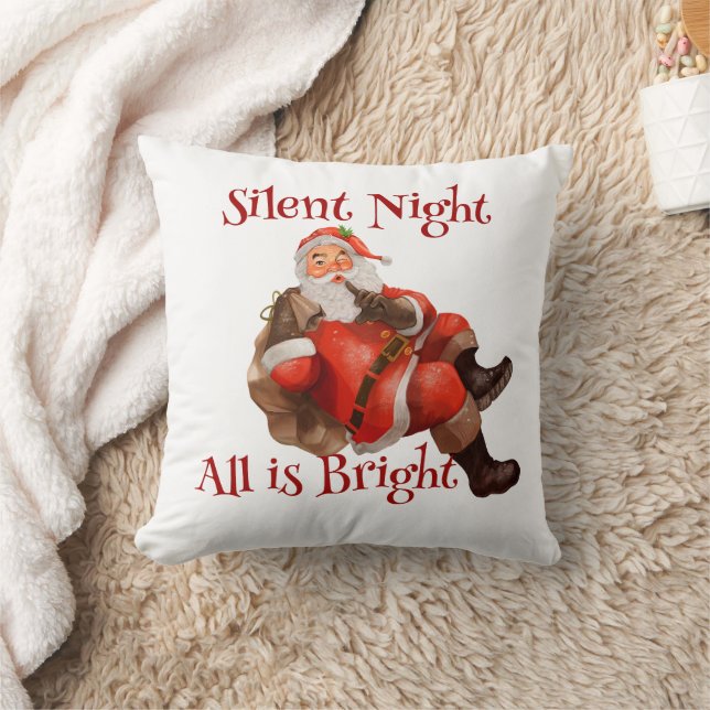 Funny Cute Santa Claus Christmas Decor Throw Pillow (Blanket)