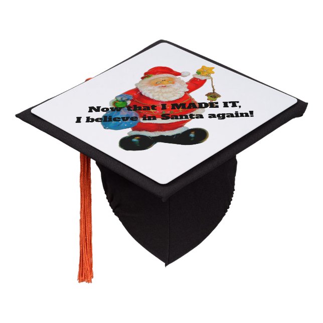 Funny Cute Santa Claus Father Christmas Graduation Cap Topper (Angled)