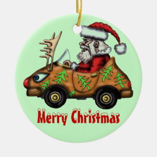 Funny cute Santa driver Christmas ornament