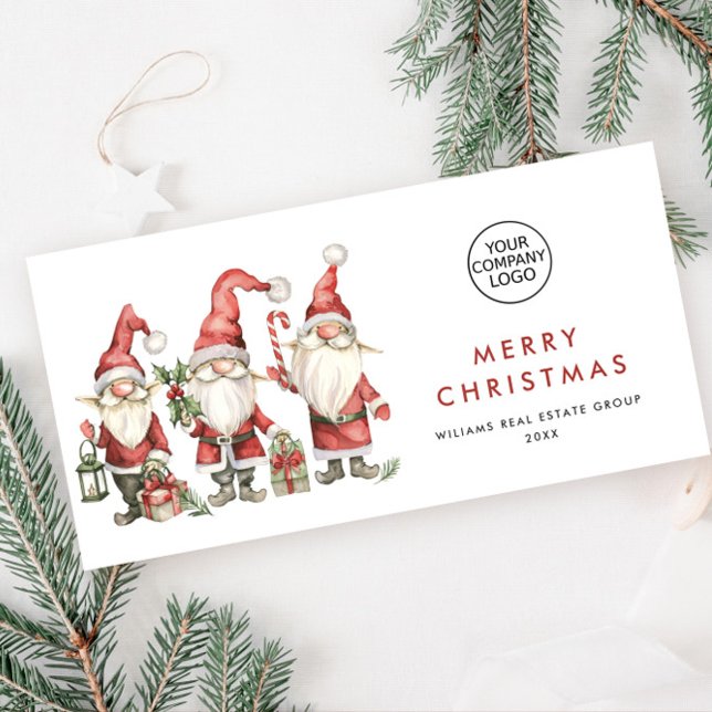 Funny Cute Santa Gnomes Christmas Corporate Holiday Card (Creator Uploaded)