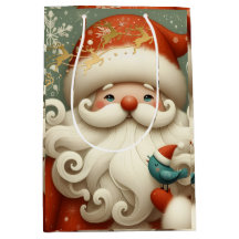 Funny Cute Santa with Little Bird