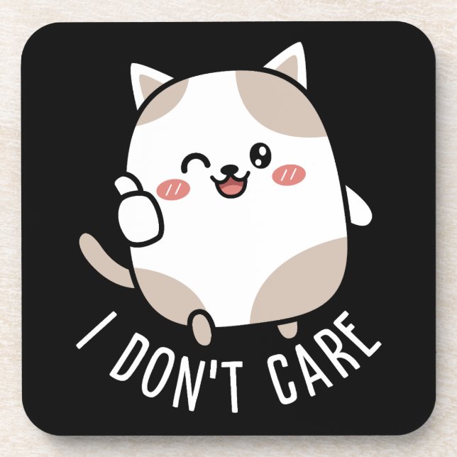 Funny Cute Sarcastic Cat Thumbs Up Quote Coaster (Front)