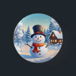 Funny Cute Seasonal Colourful Christmas Snowman  1 Inch Round Button<br><div class="desc">Winter</div>