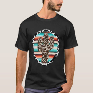 Funny Cute Serape Cow Print Cactus Leopard Print T T-Shirt