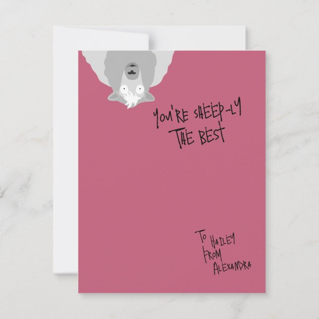 Funny Cute Sheeply The Best Sheep Pun Customizable Card (Back)