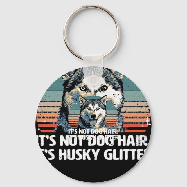 Funny & Cute Siberian Husky Dog Glitter Classic T- Keychain (Front)