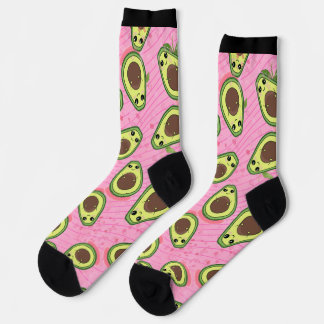 Funny Cute Silly Avocado Guac Hipster Pink Green Socks