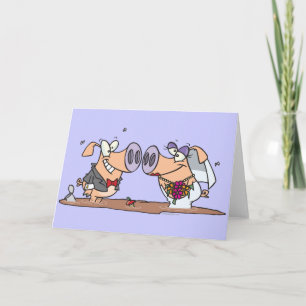 funny cute silly wedding pigs bride groom card