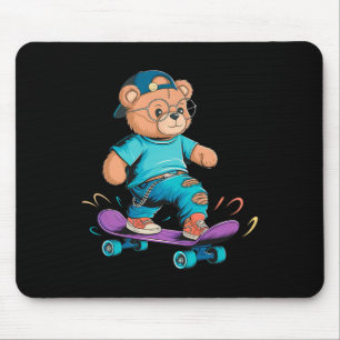 Funny Cute Skateboarding Bear Gift For Men Women K Mouse Pad