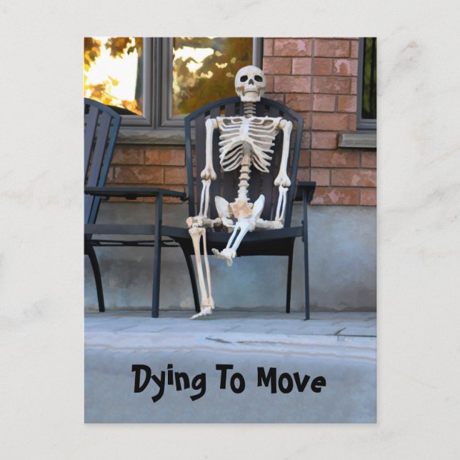 Funny Cute Skeleton New Address Moving Postcard (Front)