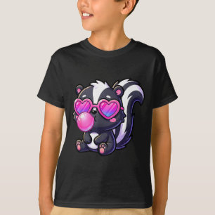 Funny cute skunk blowing bubble gum animal kids T-Shirt