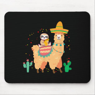 Funny Cute Sloth And Llama With Taco And Mexican S Mouse Pad