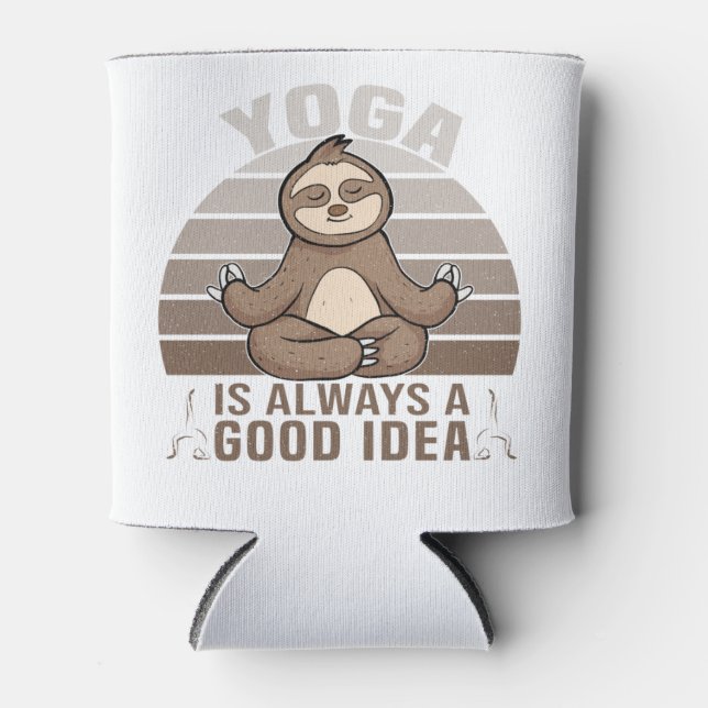 Funny cute sloth doing yoga. funny yoga poses can cooler (Front)