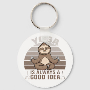 Funny cute sloth doing yoga. funny yoga poses keychain