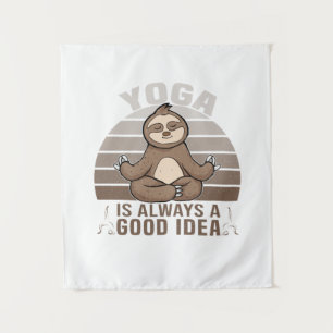Funny cute sloth doing yoga. funny yoga poses tapestry