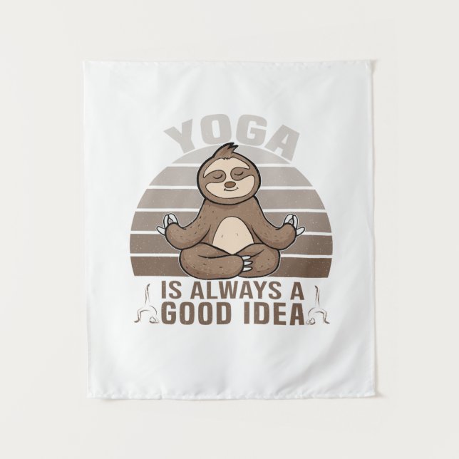 Funny cute sloth doing yoga. funny yoga poses tapestry (Front)