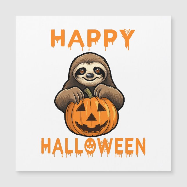 Funny Cute Sloth Holding Pumpkin (Front)