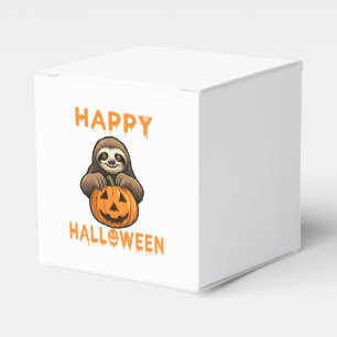Funny Cute Sloth Holding Pumpkin Favor Box